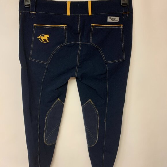 Piper By SmartPak WomensRiding Pants Size 34R Navy/Amber Equestrian Sport - Picture 3 of 14